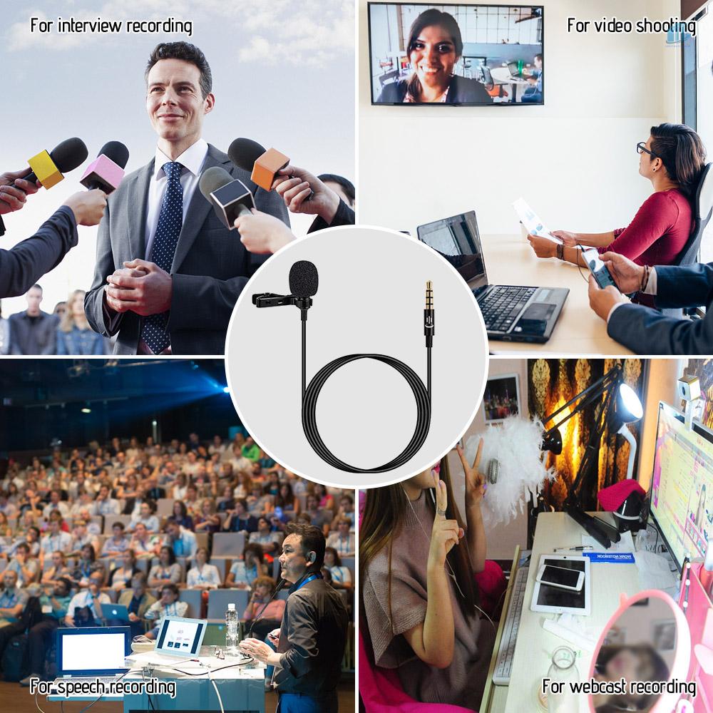 Micro Kẹp Áo Jack 3.5mm Dài 1.5m Chống Ồn Đa Hướng Cho Điện Thoại Thông Minh / Máy Tính