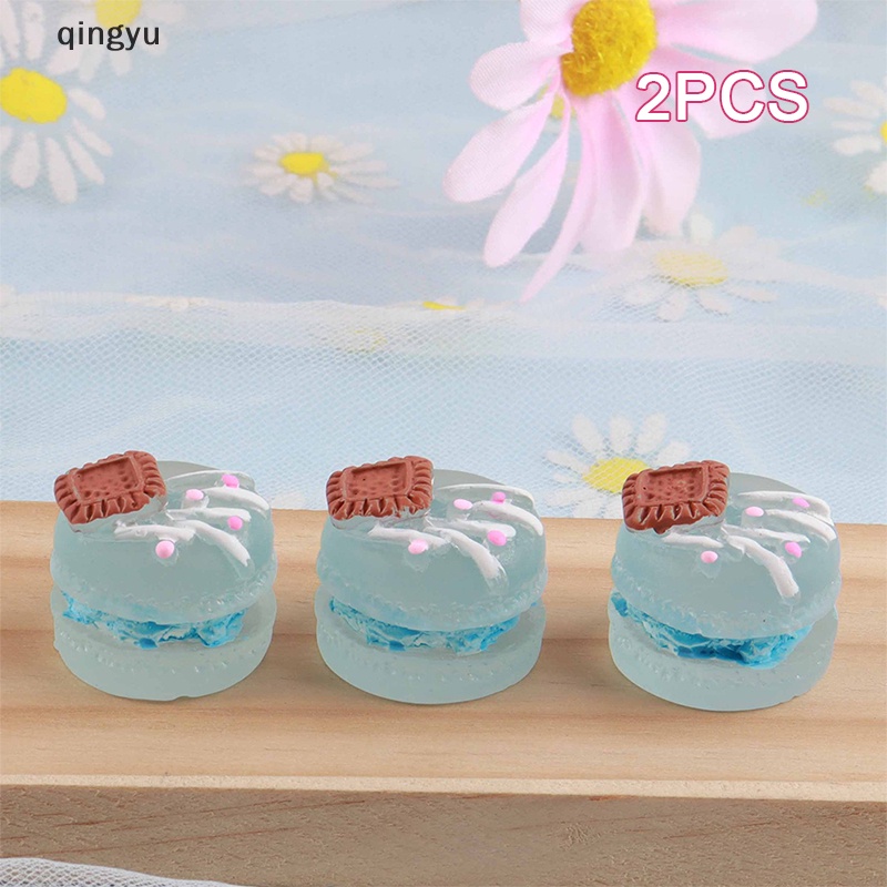 Bộ 2 Phụ Kiện Trang Trí Điện Thoại Kiểu Bánh Macaron 3D Bằng Nhựa Resin Phát Sáng DIY