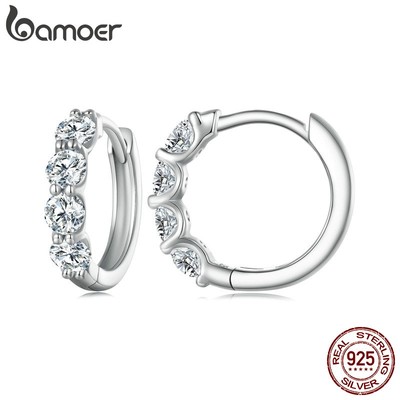 Bamoer Bông Tai Bạc 925 Hình Móng Vuốt Đính Đá Thời Trang Cho Nữ 0.1 karat MSE030