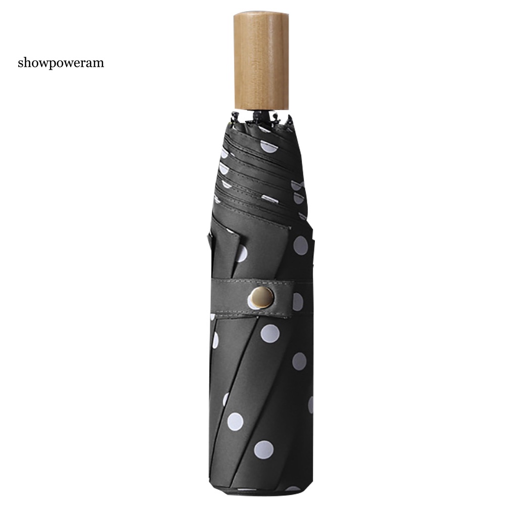 Dù Gấp Chống Nắng / Gió / Thấm Nước Họa Tiết Chấm Bi Thời Trang