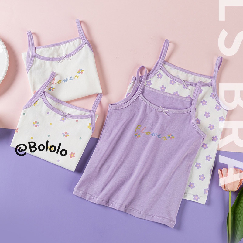 Bololo Áo Lót cotton Màu Trơn Không Tay Cho Bé Gái