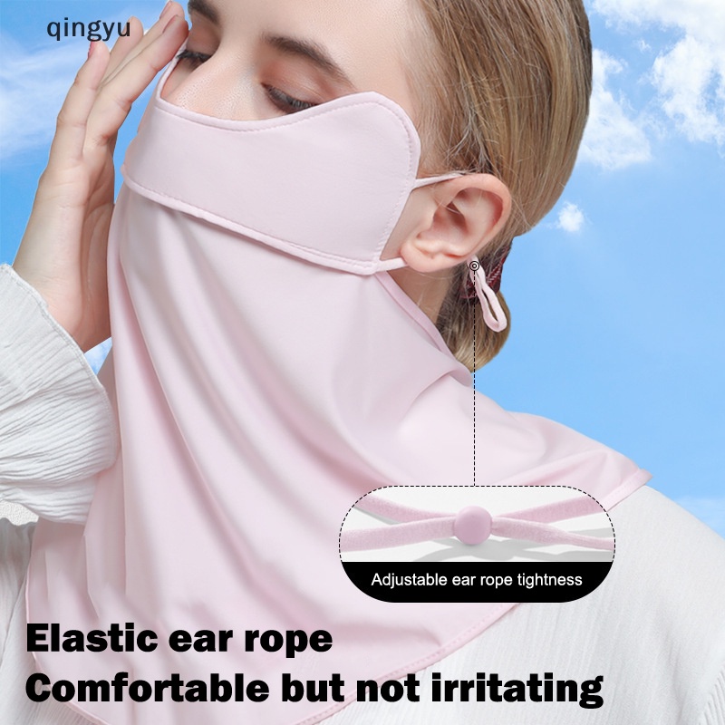 Khẩu Trang Lụa Lạnh Che Phủ Tai Và Cổ Chống Tia UV Bảo Vệ Mặt Khi Lái Xe Dành Cho Bạn Nữ