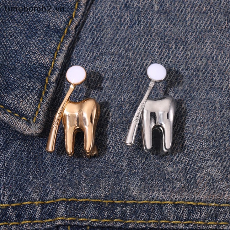 {Timebomb} Ghim Cài Cổ Áo Tráng Men Họa Tiết Hoạt Hình Bảo Vệ Răng Cho Học Sinh.