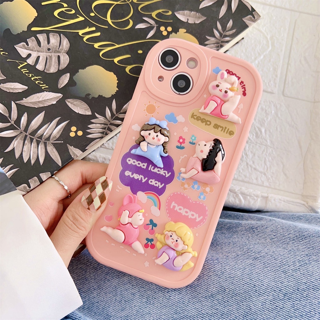 Ốp Điện Thoại Hình Cô Gái Thể Thao 3D Màu Hồng Dễ Thương Cho Iphone 14Promax 13 12 11 XR 8P