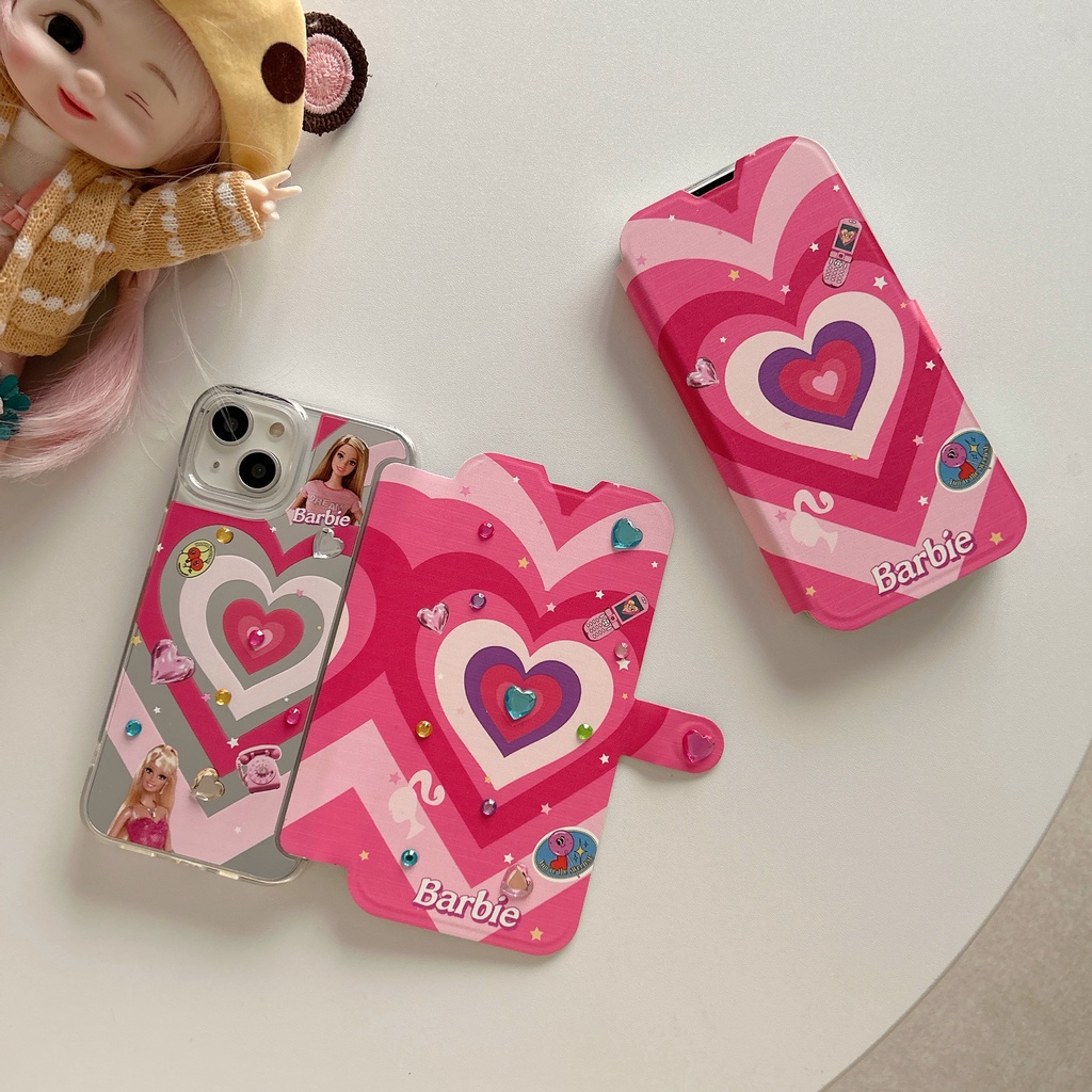 Ốp Điện Thoại tpu Mềm Chống Sốc Tráng Gương Họa Tiết Barbie Cho iPhone 14 13 12 11 PRO MAX