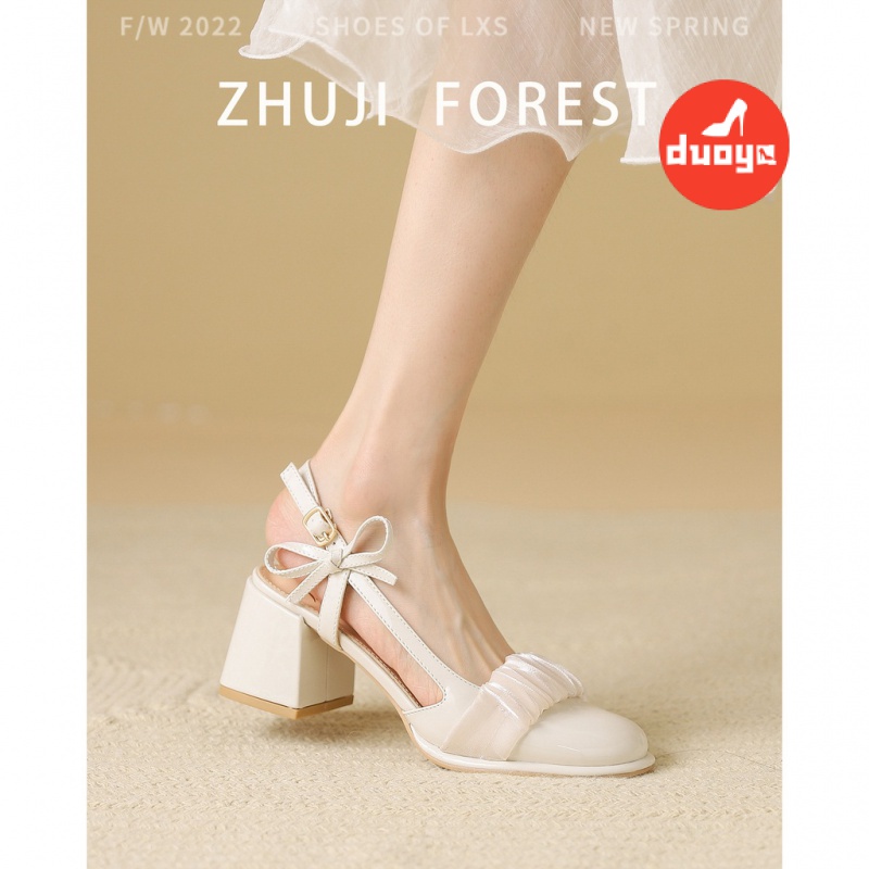 Duoya Factory~[Hàng Có Sẵn] Giày Sandal Thể Thao Gót Cao Dày Dặn Kiểu Nơ Bướm Bạc Dày Chống Mòn Chống Va Đập Phong Cách Mùa Hè Kiểu Mới 2022 Cho Nữ