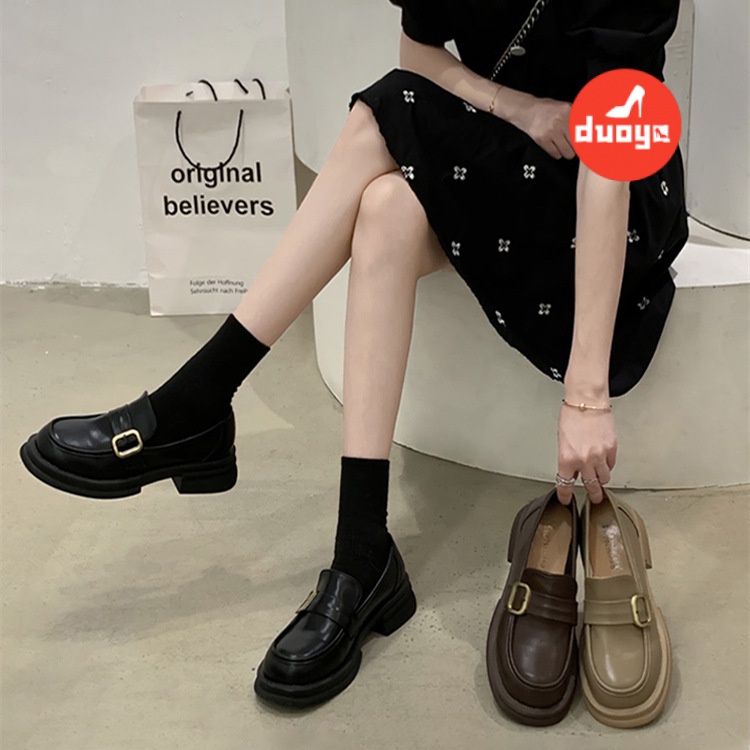 Duoya Giày Lười Đế Dày Bằng Da Mỏng Phong Cách Anh Quốc Cổ Điển Thời Trang Xuân Hè 2022 Cho Nữ