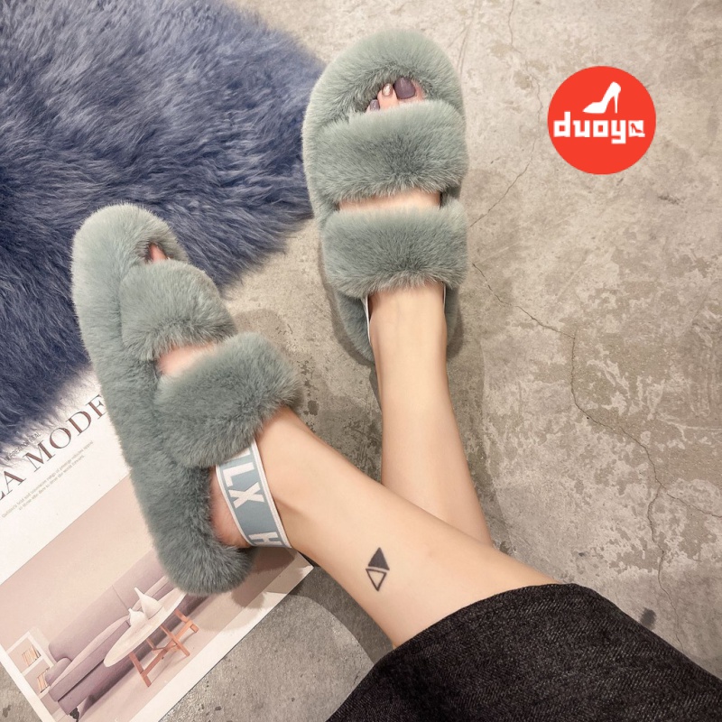 Duoya Tóc Thẳng ~ [Hàng Có Sẵn] Dép Bông Quai Chéo Đi Trong Nhà / Ngoài Trời Kích Thước Lớn Có Quai Chéo Bằng Vải Cotton Dày Hai Hàng Thương Mại Ngoại Thương