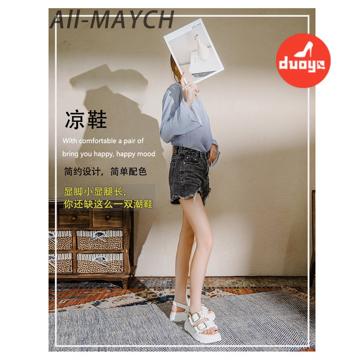 Duoya Tóc Thẳng ~ [Hàng Có Sẵn] Giày Sandal Đế Dày Cao Cấp Có Dây Đeo Thẳng Phong Cách Hàn Quốc Cho Nữ Miễn Phí Vận Chuyển