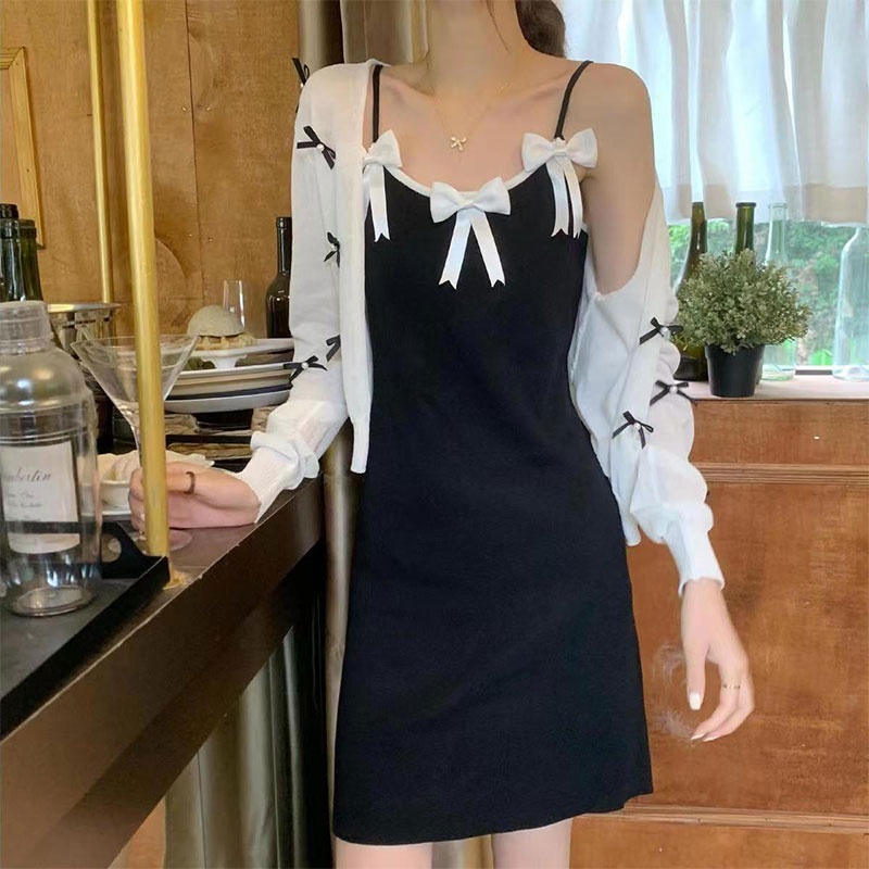 Đầm Hai Dây Thắt Nơ Eo Thời Trang Gợi Cảm Cho Nữ