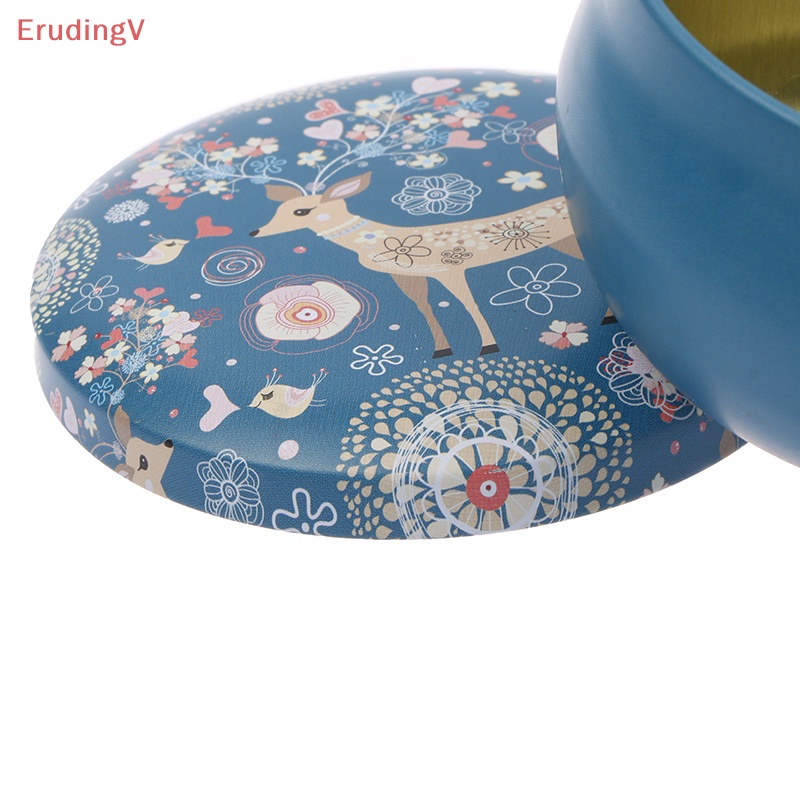 [ErudingV] Hộp Thiếc Nhỏ Tròn Họa Tiết Hươu Retro Sáng Tạo Đựng Kẹo [Mới]