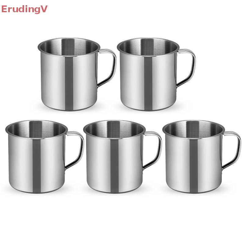 Bộ 5 Cốc Uống Trà / Cà Phê Bằng Inox Tiện Dụng Mang Theo Du Lịch Cắm Trại