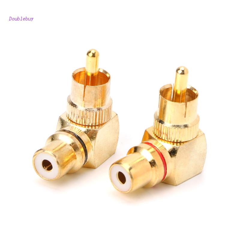 2 Đầu Nối Mạ Vàng Góc 90 Độ Chuyển Đổi Đầu Cắm RCA Sang Ổ Cắm