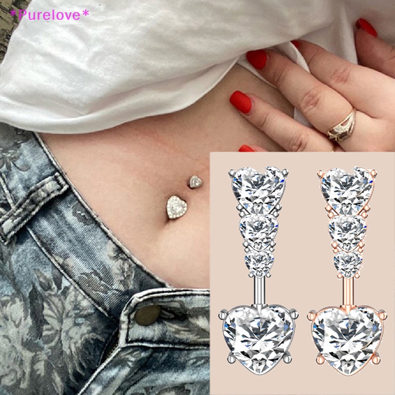 Khuyên Rốn Hình Trái Tim Đính Đá Zircon 14G Mới