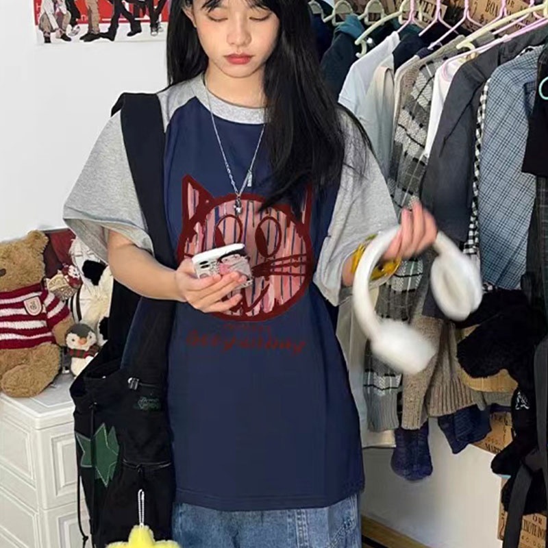 Áo Thun Tay Ngắn In Họa Tiết Sáng Tạo Phong Cách Mỹ Cho Nữ