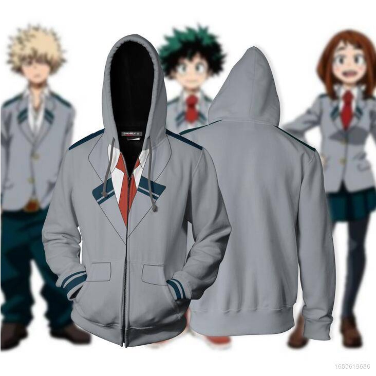 Áo Khoác Khóa Kéo Hóa Trang Nhân Vật Midoriya Trong My Hero Academia 3D