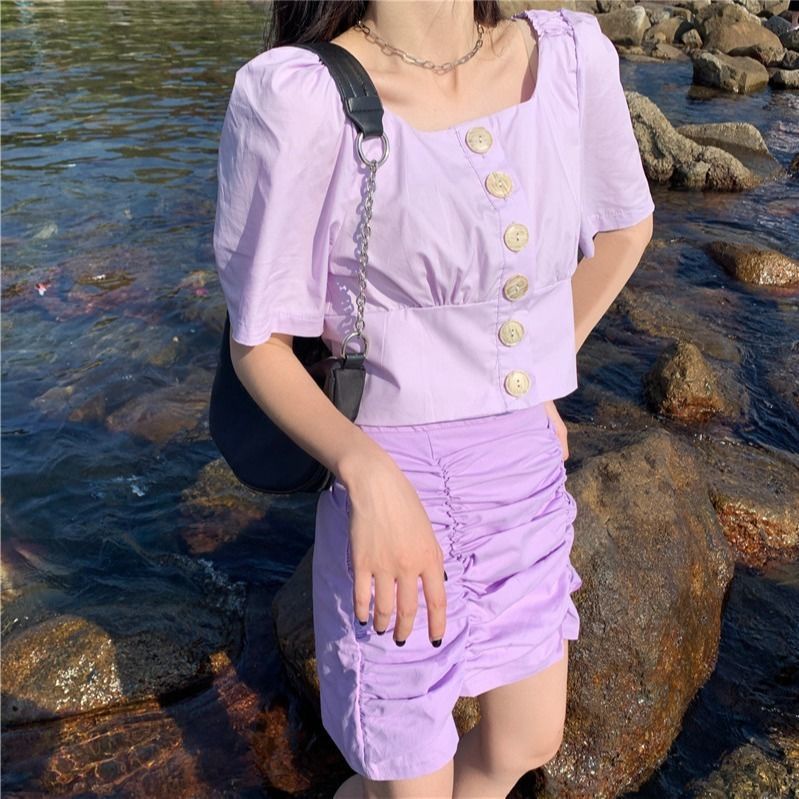 Áo Sơ Mi Ngắn Tay Cổ Vuông Thiết Kế Mới Thời Trang Mùa Hè Dành Cho Nữ