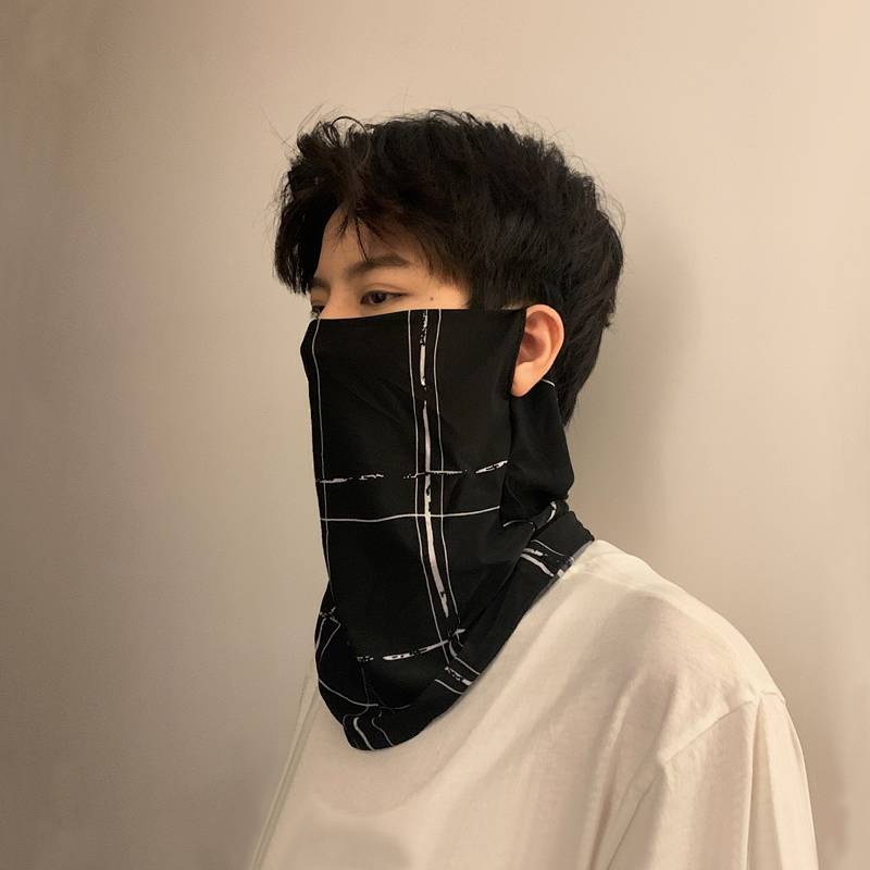 Summer Sun Mask Men's Ear Neck Neck Uv Protection Face Cover Breathable Driving and Biking Veil Men's Korean Style WOc8