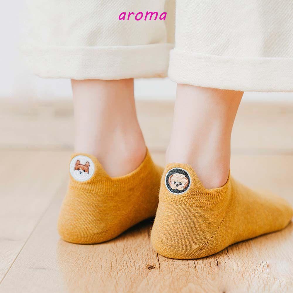 Đôi Vớ Thêu Hình Chó Hoạt Hình Phong Cách Harajuku Dành Cho Nữ