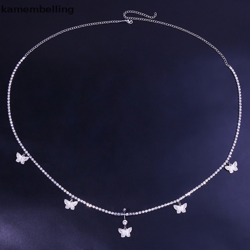 Dây Xích Đeo Hông Bằng Bạc Đính Đá Hình Bướm Quyến Rũ