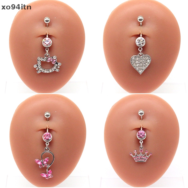 Khuyên Rốn Bằng Thép Không Gỉ Hình Mèo Và Bướm Dễ Thương