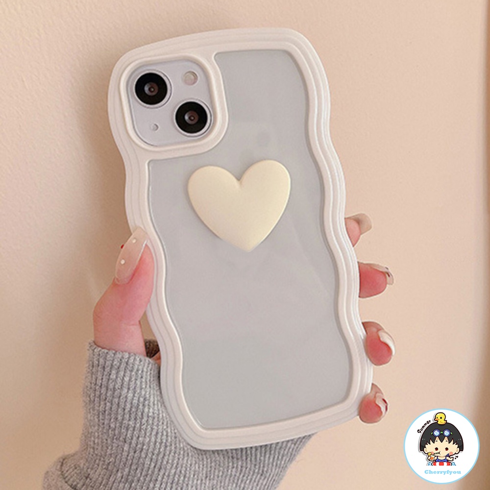 Ốp Điện Thoại TPU Mềm Trong Suốt Chống Sốc Viền Lượn Sóng Hình Trái Tim Cho IPhone 14 13 12 11 Pro Max XS XR 8 7 Plus