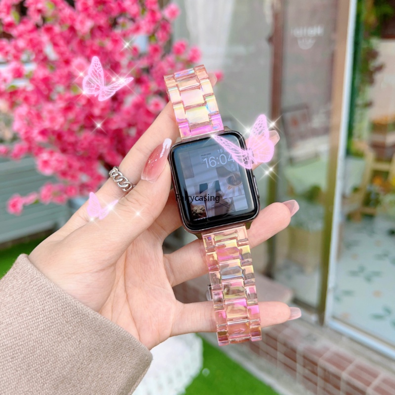 Dây Đeo Màu Sắc Cầu Vồng Xinh Xắn Cho Đồng Hồ Thông Minh Apple Watch 8 7 6 SE 5 45mm 41mm 40mm 44mm Ultra 49mm 42mm 38mm 4 3 2 1 Correa