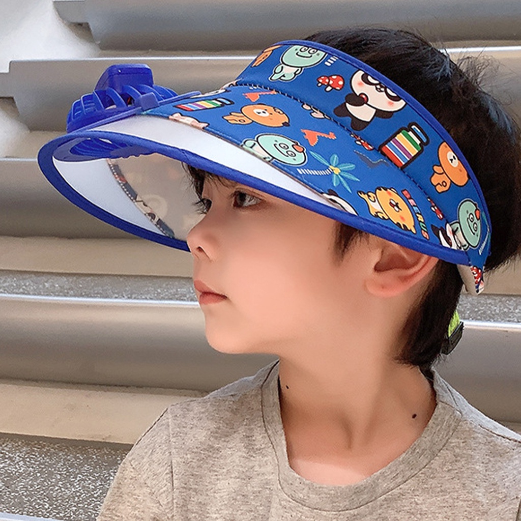 Mũ Chống Nắng Rộng Vành Thoáng Khí Kèm Quạt Sạc USB Thời Trang Đi Biển Mùa Hè Cho Bé
