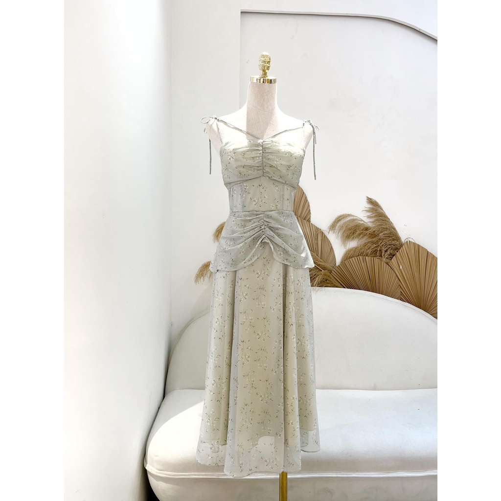 TIELA Đầm váy hoa xanh dây - Eudora Dress