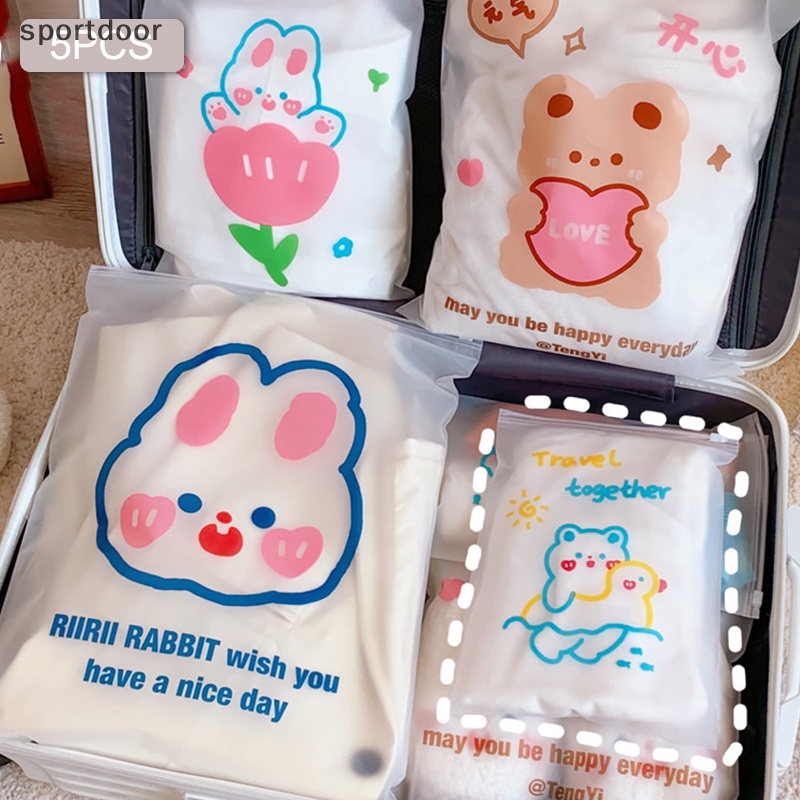 Bộ 5 Túi Nhựa Trong Suốt Đựng Quần Áo Gọn Gàng Cho Du Lịch