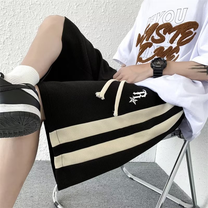 [M-5XL] Quần Lửng Nam Dáng Rộng In Họa Tiết Waffle Đơn Giản Thời Trang Mùa Hè Mới