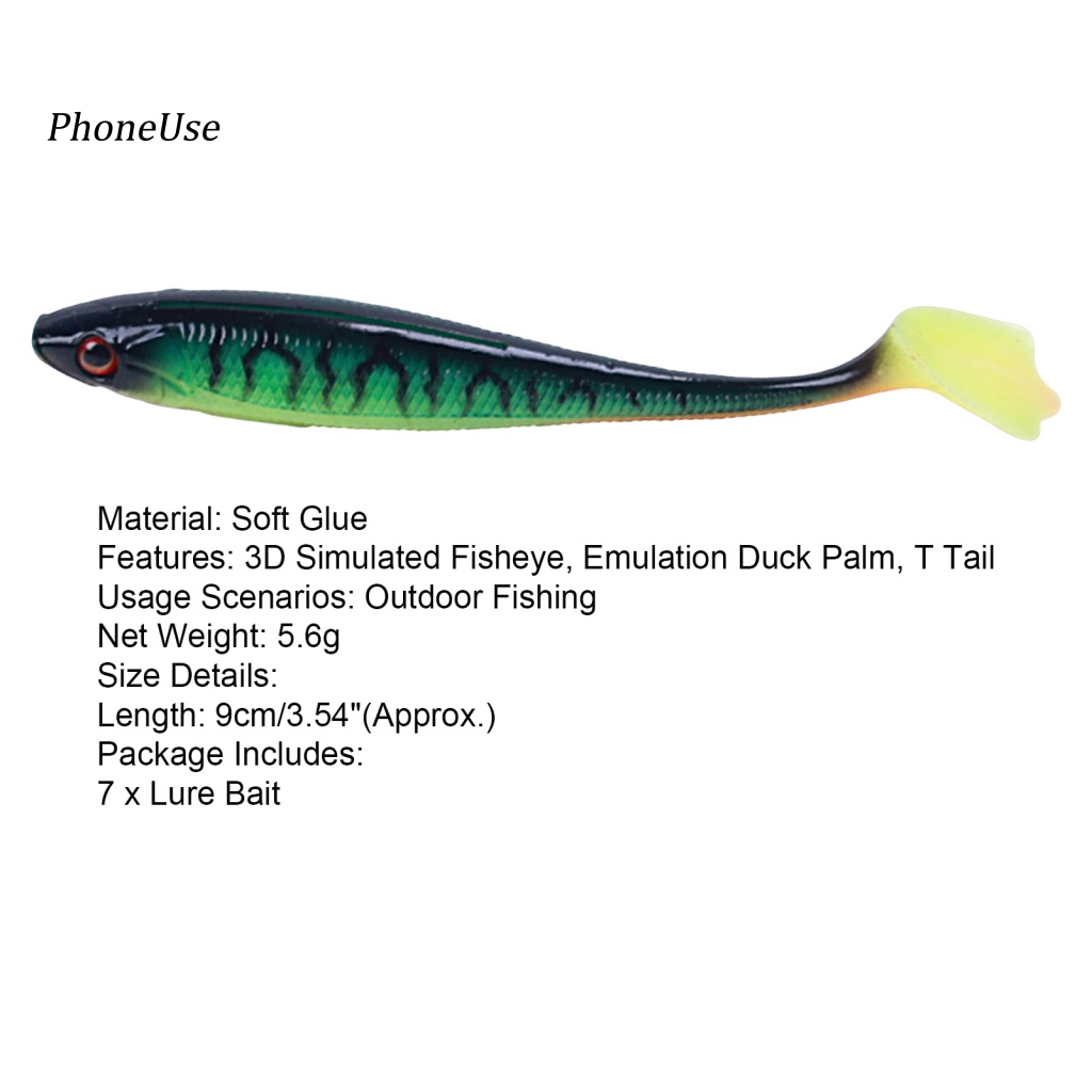 Set 7 Mồi Câu Cá Giả 3D Bằng PU 9cm / 5.6g