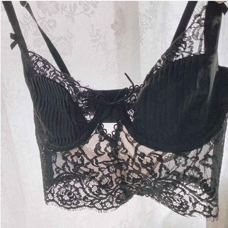 Áo ngực YIBEIKA phối ren mỏng màu trơn kiểu Pháp thời trang mùa hè cho nữ