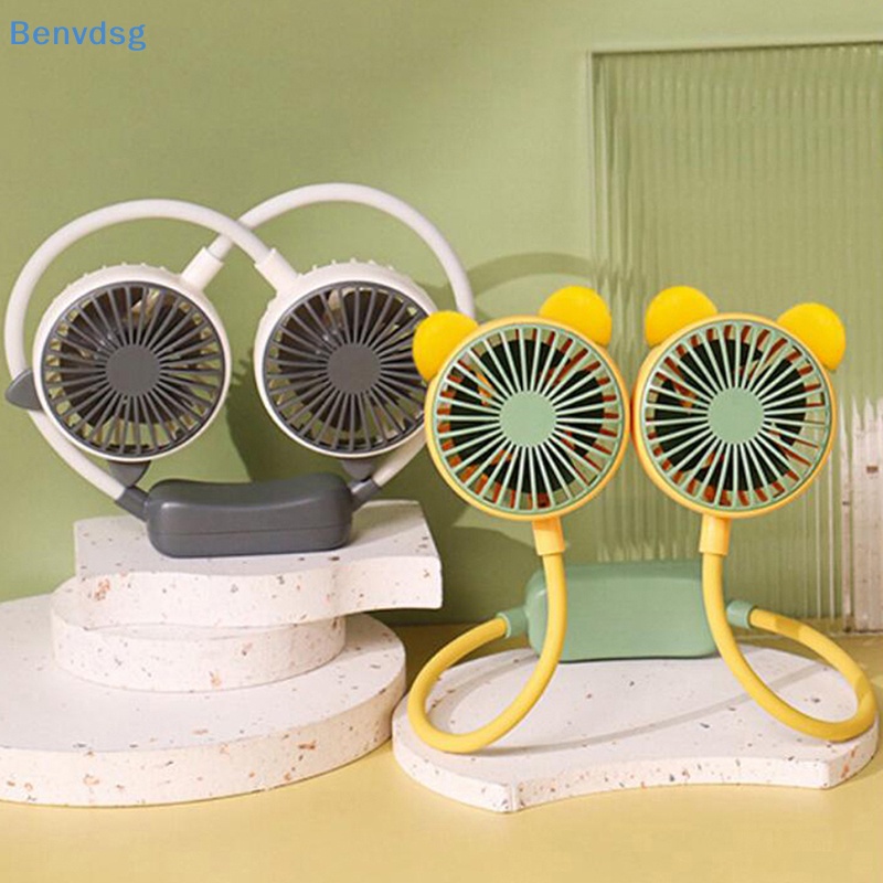 Quạt Đôi Mini Đeo Cổ Rảnh Tay Có Thể Sạc Lại Bằng Cổng USB