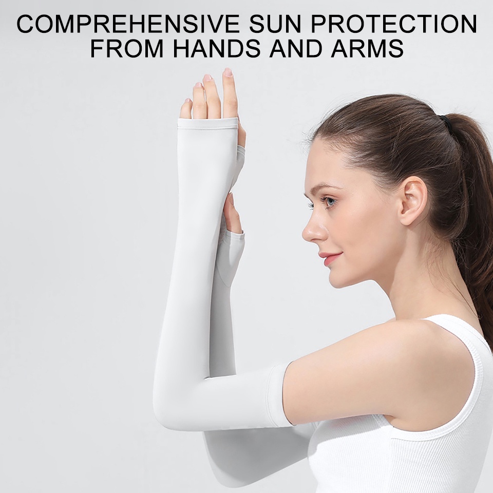 1 Đôi Găng Tay Dài Chống Nắng Chống Tia UV Chống Trượt Tiện Dụng Cho Nữ