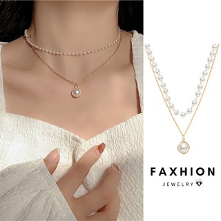 Faxhion Đôi Vòng Cổ Ngọc Trai Hạt Vàng Bạc Dây Chuyền Mặt Dây Chuyền Choker Cho Nữ Trang Sức Phụ Kiện Đơn Giản