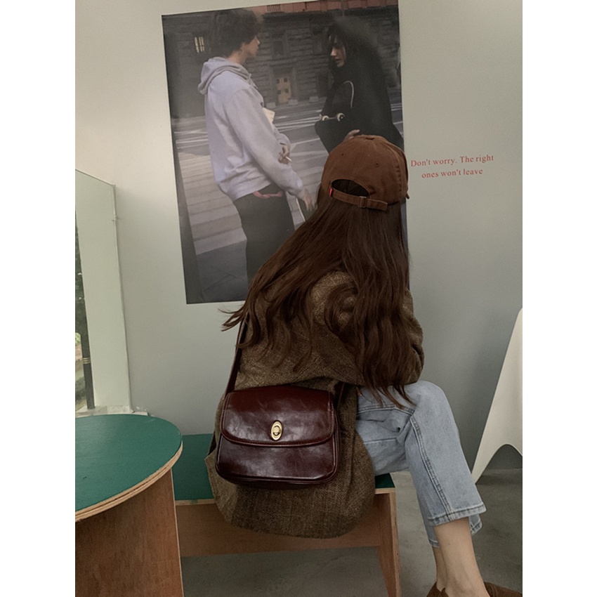 #Túi Đeo Chéo Dáng Vuông Nhỏ Họa Tiết Trái Tim Dễ Thương Cho Nữ