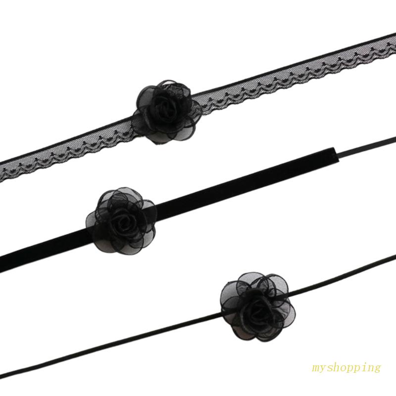 Vòng Cổ Choker Hóa Trang Hoa Màu Đen Phong Cách Gothic