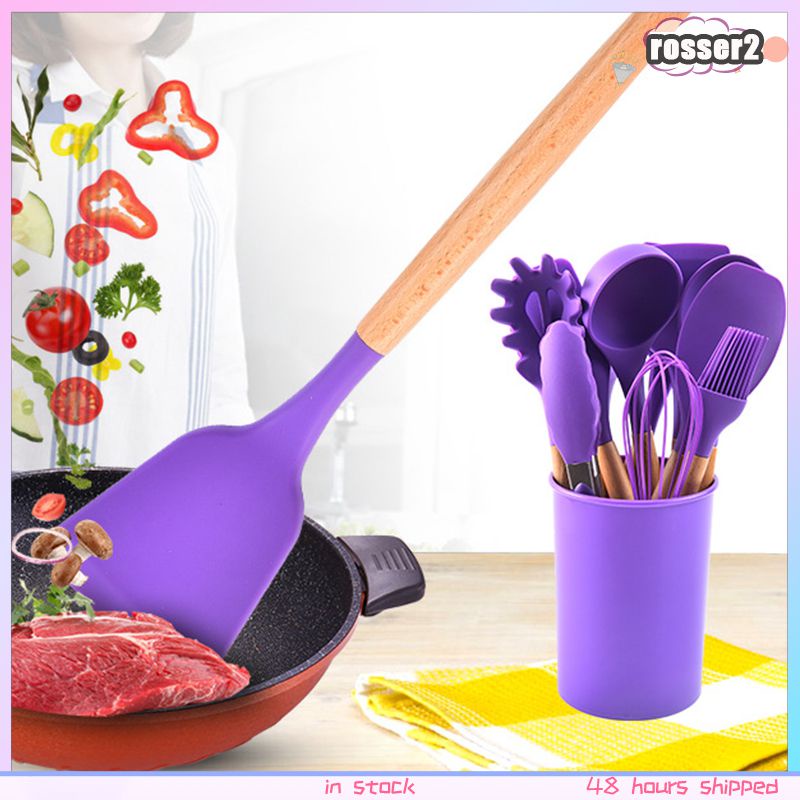 Dụng cụ nấu ăn 12 món dụng cụ nấu nướng không độc hại dụng cụ nấu nướng dụng cụ nhà bếp Dụng cụ cạo thìa bằng Silicon Dụng cụ cạo BÀN CHẢI ĐÁNH thuổng-rosser2