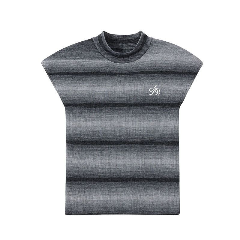 [F &amp; X] Áo Thun Raglan Dệt Kim Tay Lửng Cổ Cao Vừa Vặn Thêu logo Spicy Kẻ Sọc Nhiều Màu Sắc Ngọt Ngào