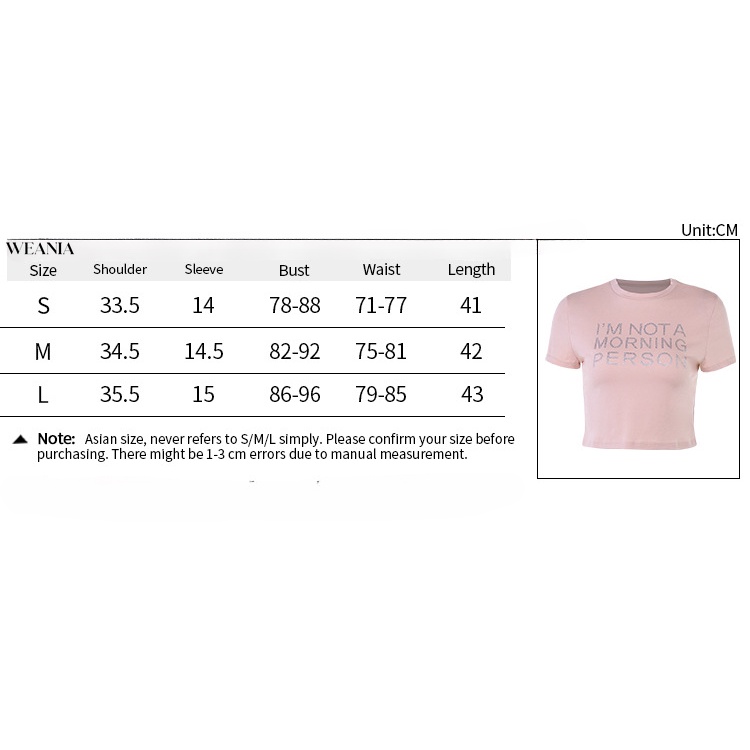 Áo Thun Tay Ngắn In Chữ Đính Đá Lấp Lánh Cá Tính Cho Nữ