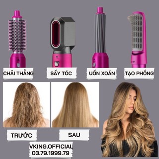 Máy sấy tóc 5in1 đa năng gồm 4 đầu tháo chỉnh uốn xoăn chải thẳng gỡ rối tóc hàng chính hãng