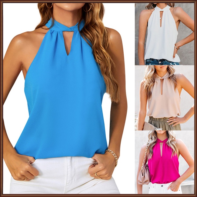 Áo Chiffon Sát Nách Màu Trơn Dáng Rộng Thoáng Khí Thời Trang Mùa Hè Cho Nữ