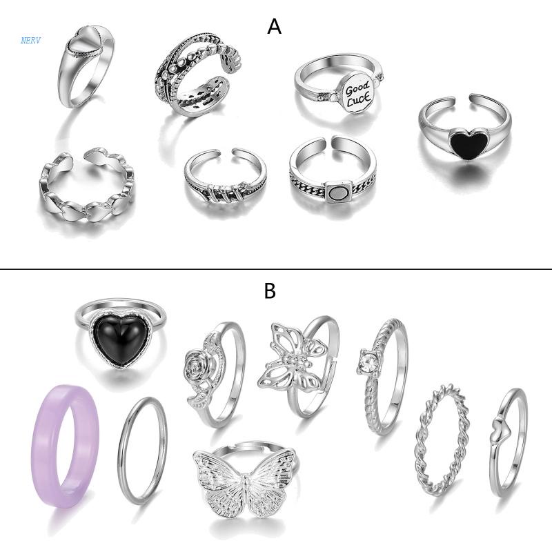 Set 7 / 8 Nhẫn Bạc Đeo Khớp Ngón Tay Phong Cách Vintage Cho Nữ