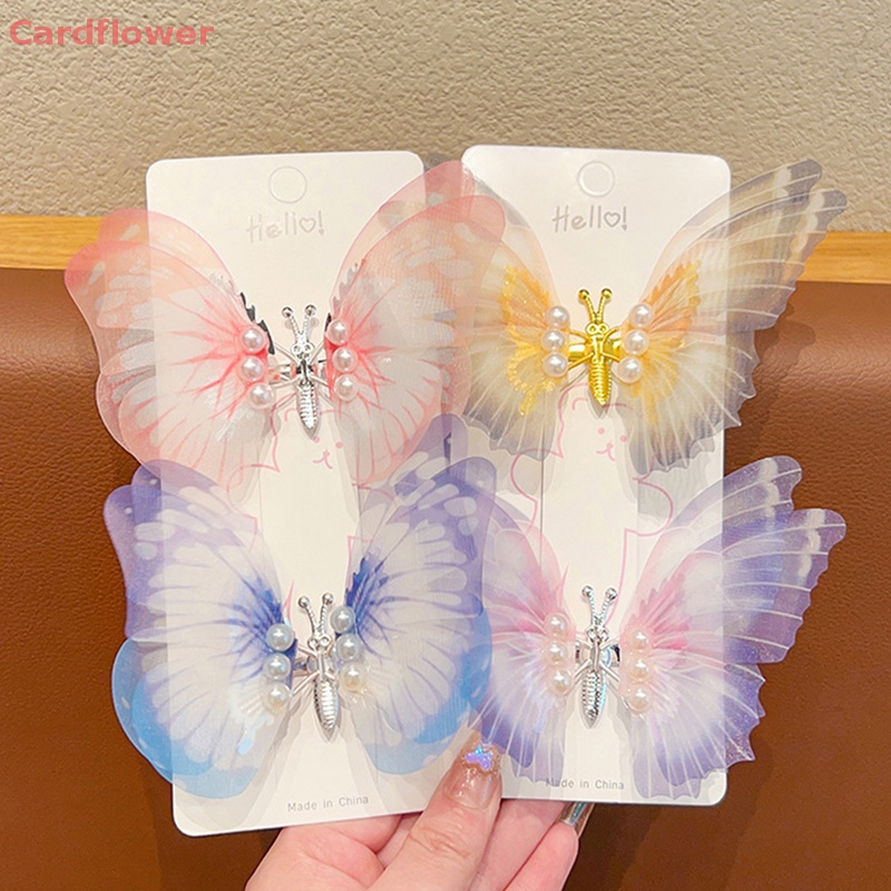 Kẹp Tóc Hình Cánh Bướm Đính Ngọc Trai Xinh Xắn Cho Bé Gái