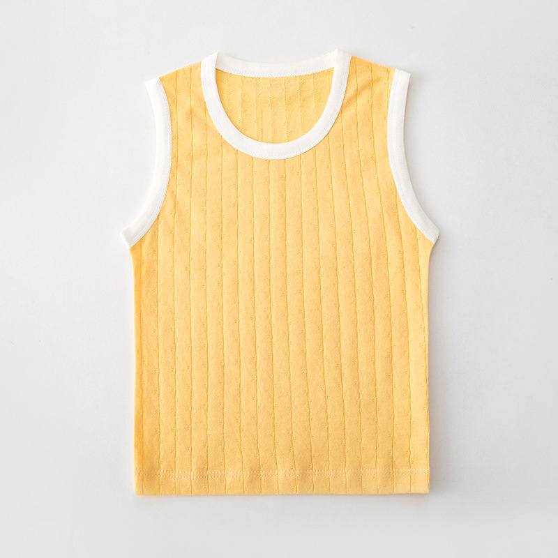 Áo Ba Lỗ Cotton Mềm Mại Màu Trơn Phối Lưới Thoáng Khí Thời Trang Mùa Hè Cho Bé 0-10 Tuổi