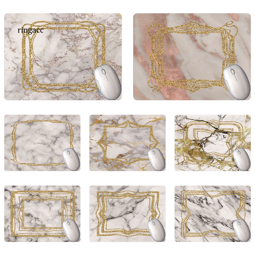 Rga Tấm Lót Chuột Bàn Phím Mềm Chống Trượt Bề Mặt Đá Cẩm Thạch Viền Màu Vàng Kim Dành Cho Gia Đình