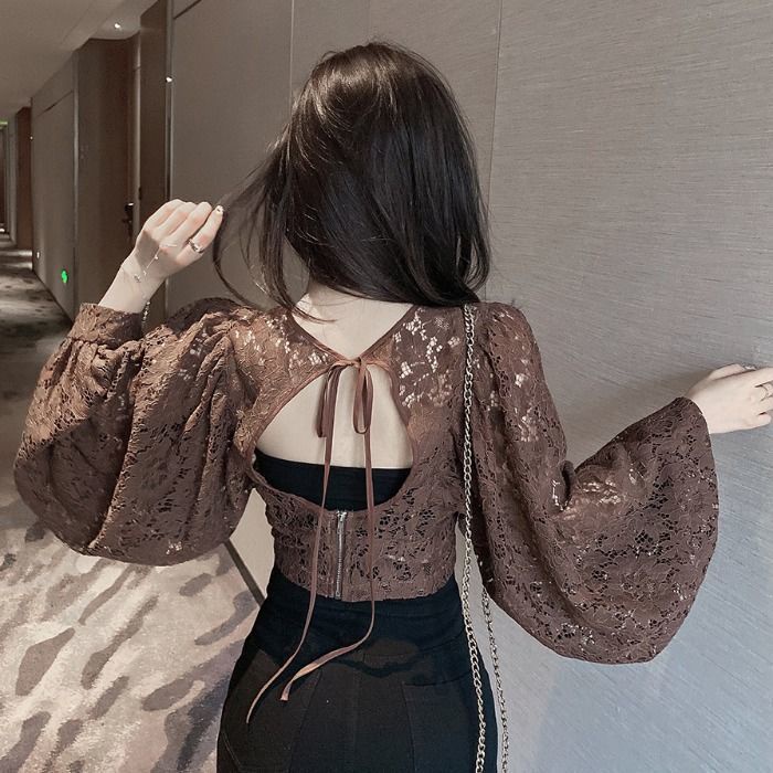 Hàng Mới Về Mới Áo Kiểu Tay Ngắn Cổ Chữ v Khoét Sâu Phối Ren Thời Trang Quyến Rũ Cho Nữ