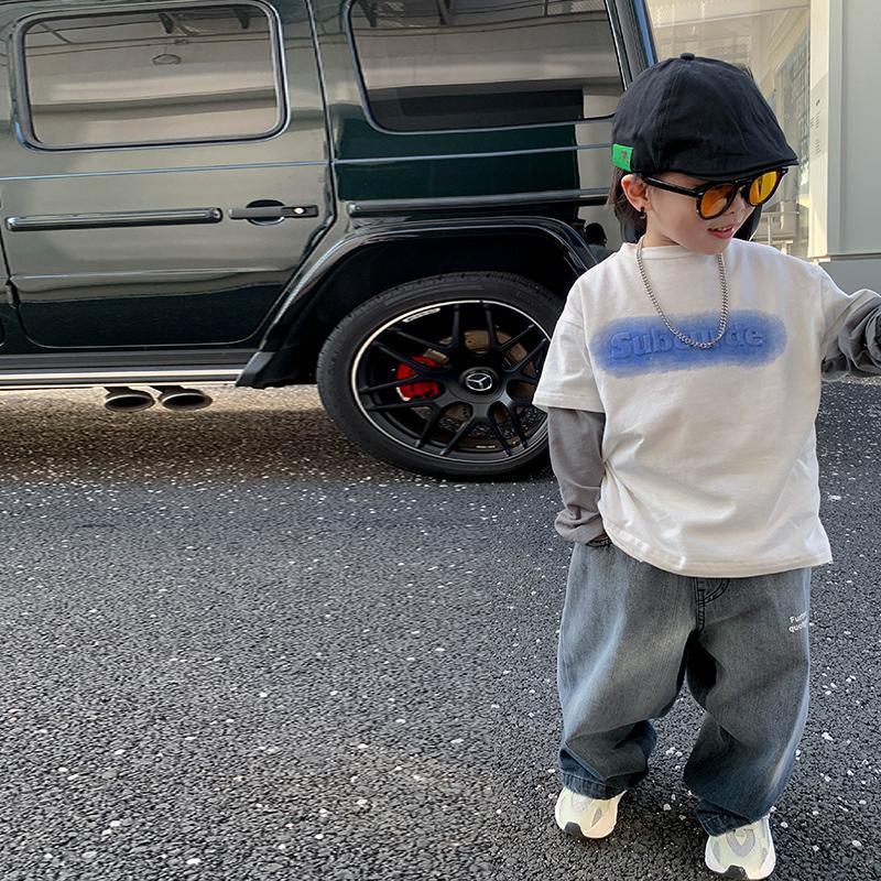 Áo Thun Nam Dài Tay Cổ Tròn Giả Hai Lớp In Hình Phong Cách Hàn Quốc Mới