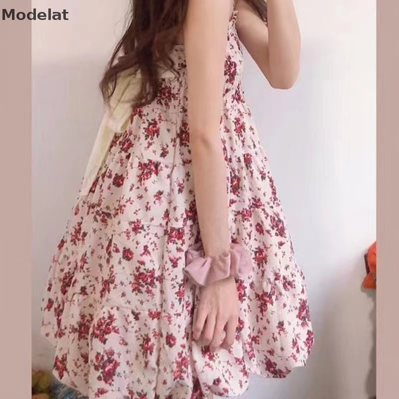 Mfc Đầm Hai Dây Mini Dáng Rộng In Họa Tiết Hoa Thời Trang Mùa Hè Cho Nữ